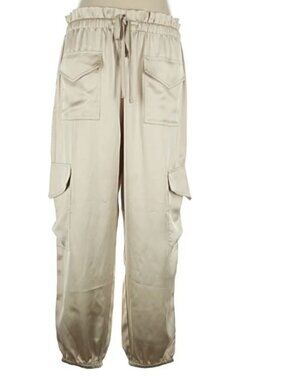 Womens XL Banana Republic Factory Gold Satin Cargo Joggers